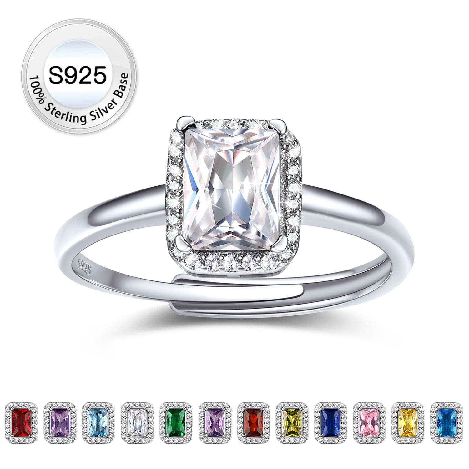 S925 Sterling Heart Rings for Women Sparkle Open Band Ring July Created Ruby Rings Size 6-12