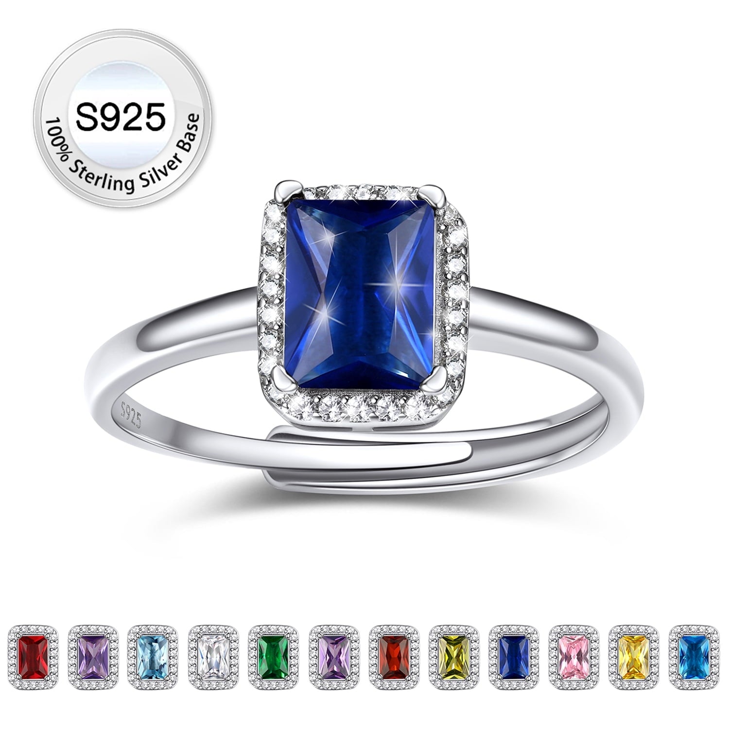 S925 Sterling Heart Rings for Women Sparkle Open Band Ring July Created Ruby Rings Size 6-12