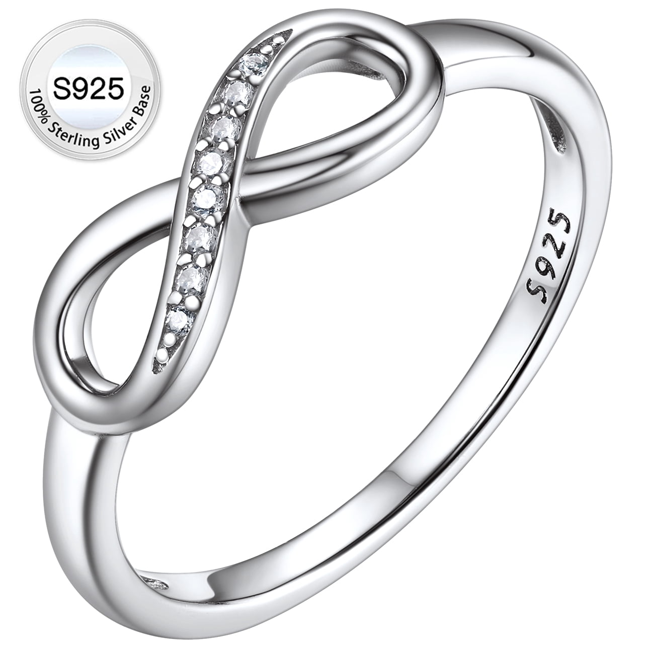 Created Diamond Engagement Rings for Women 925 Sterling Infinity Wedding Band Gifts Size 4-12