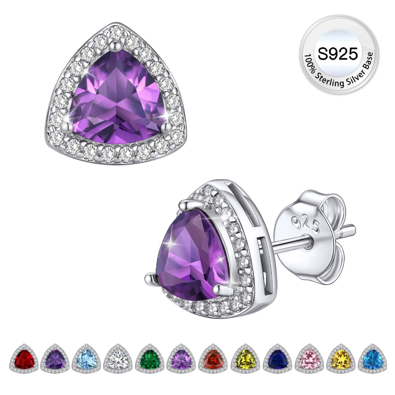 Stud Earrings for Women, 925 Sterling Heart Created Diamond Studs Earrings / Gifts - September
