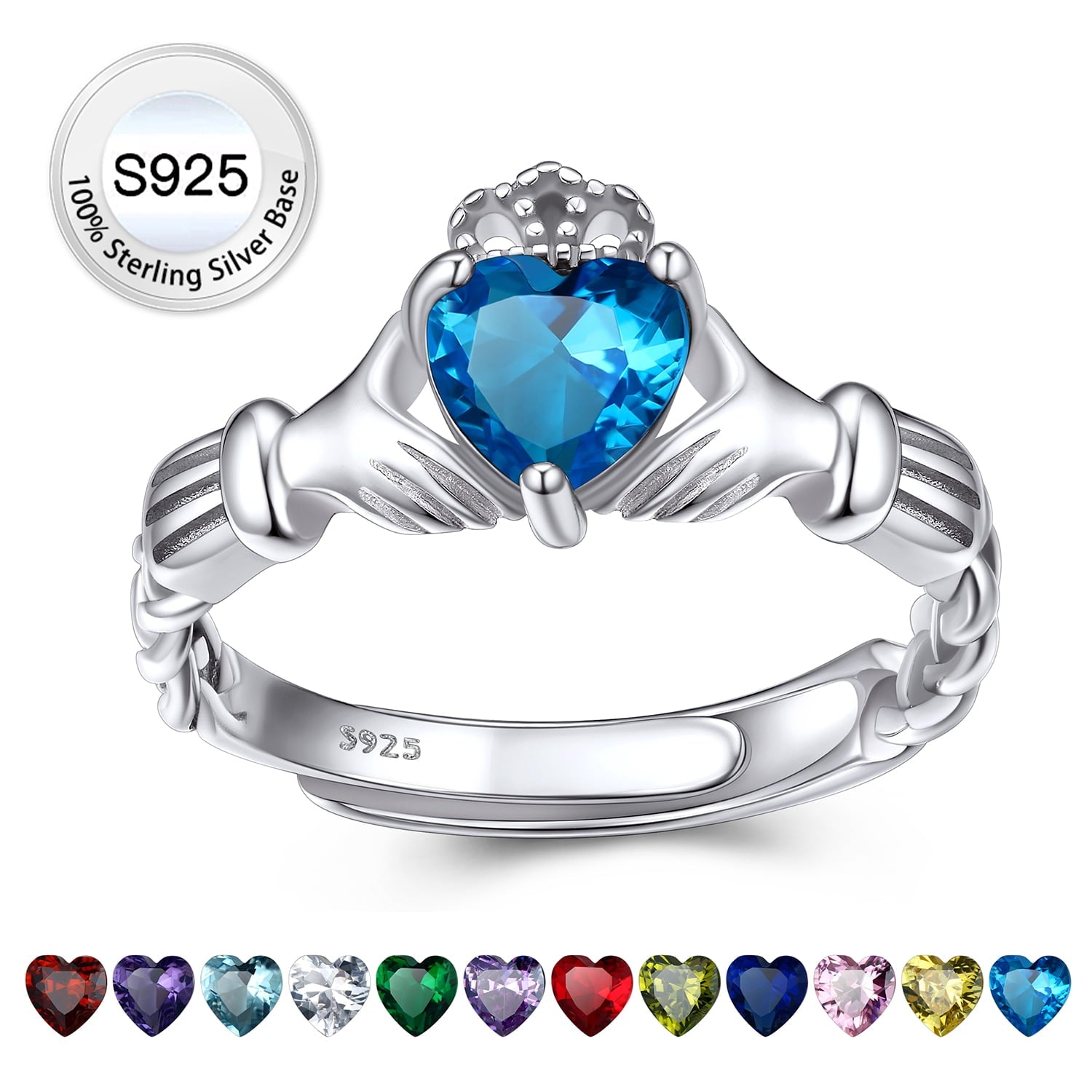 Infinity Celtic Knot Rings for Women 925 Sterling Heart Rings October Pink Tourmaline Rings for Mom Daughter Wife Girlfriend
