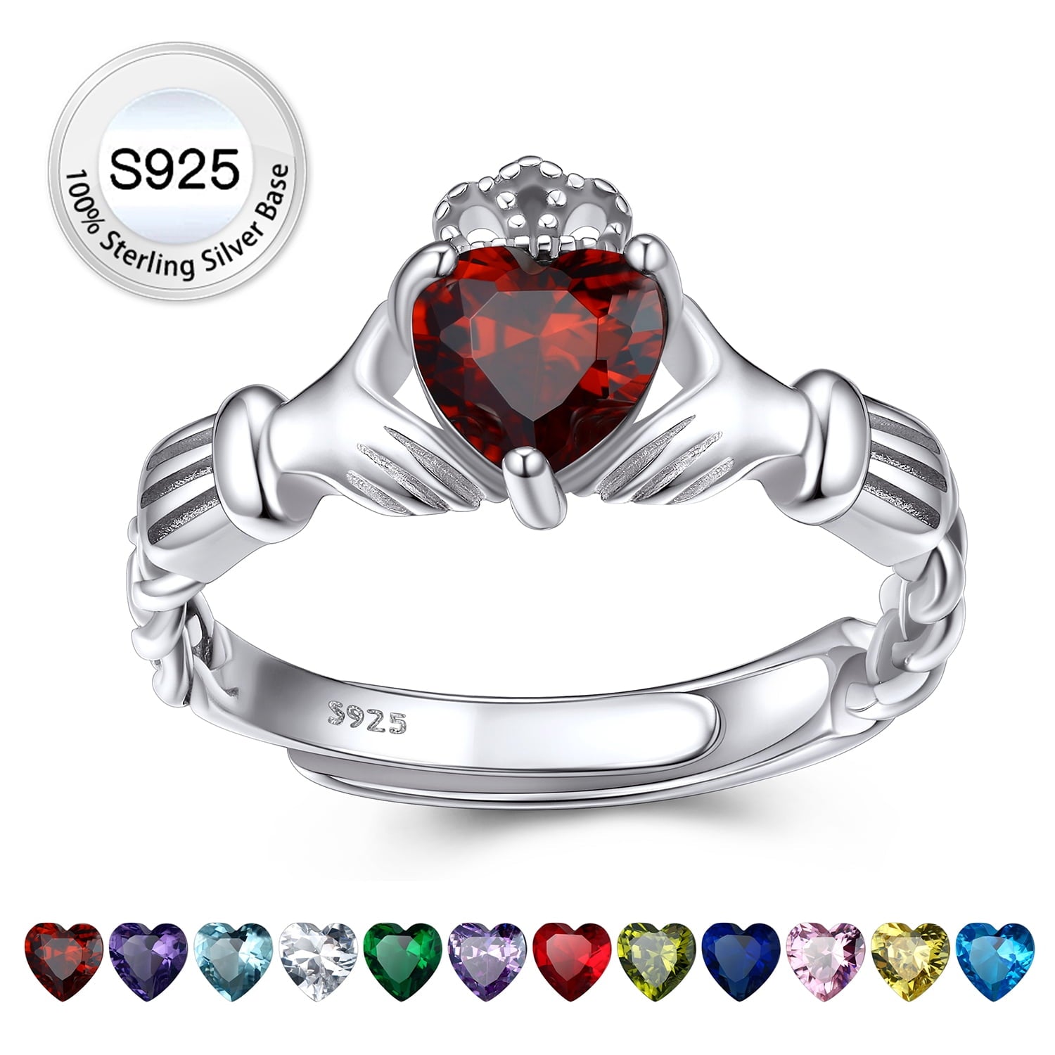 Infinity Celtic Knot Rings for Women 925 Sterling Heart Rings October Pink Tourmaline Rings for Mom Daughter Wife Girlfriend