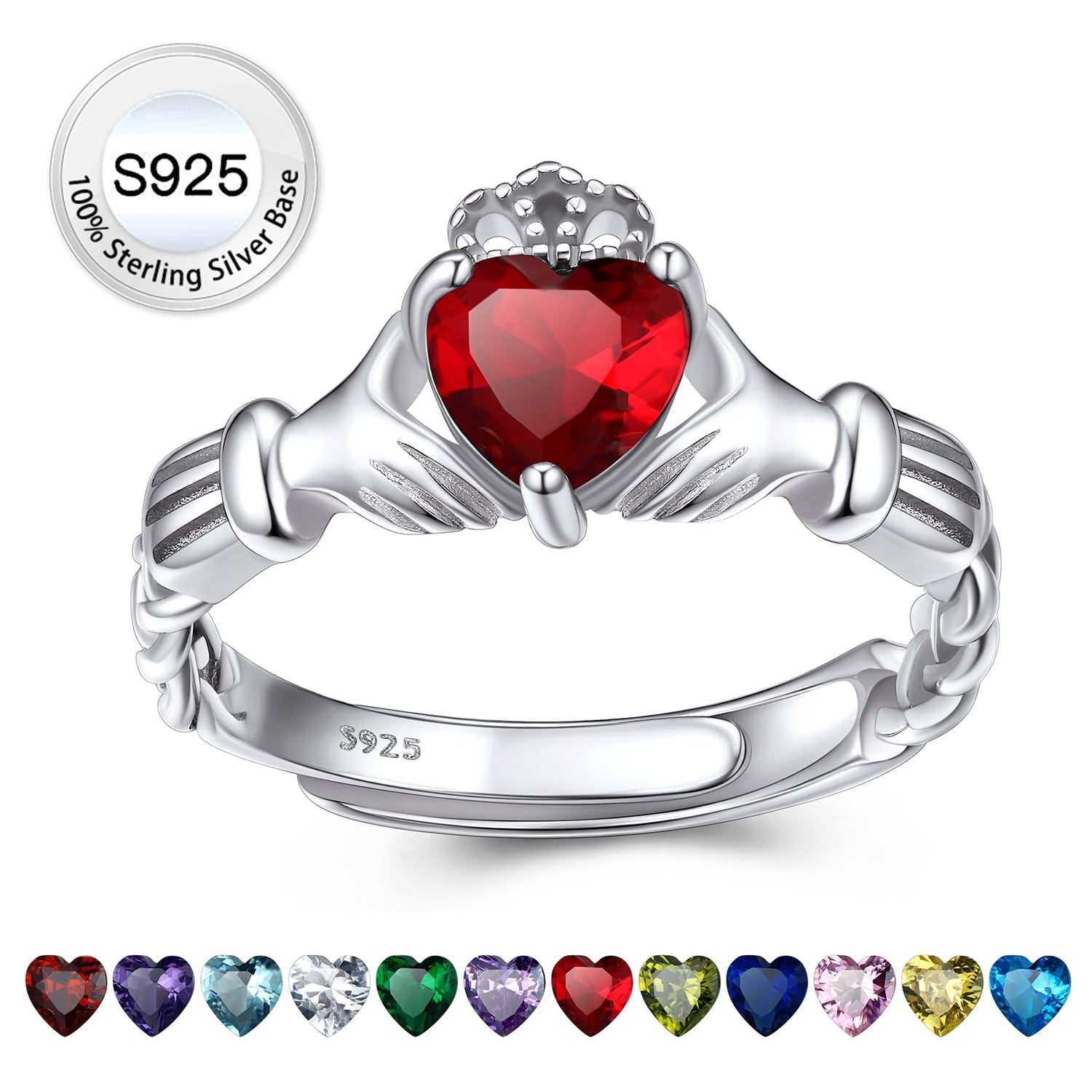 Infinity Celtic Knot Rings for Women 925 Sterling Heart Rings October Pink Tourmaline Rings for Mom Daughter Wife Girlfriend