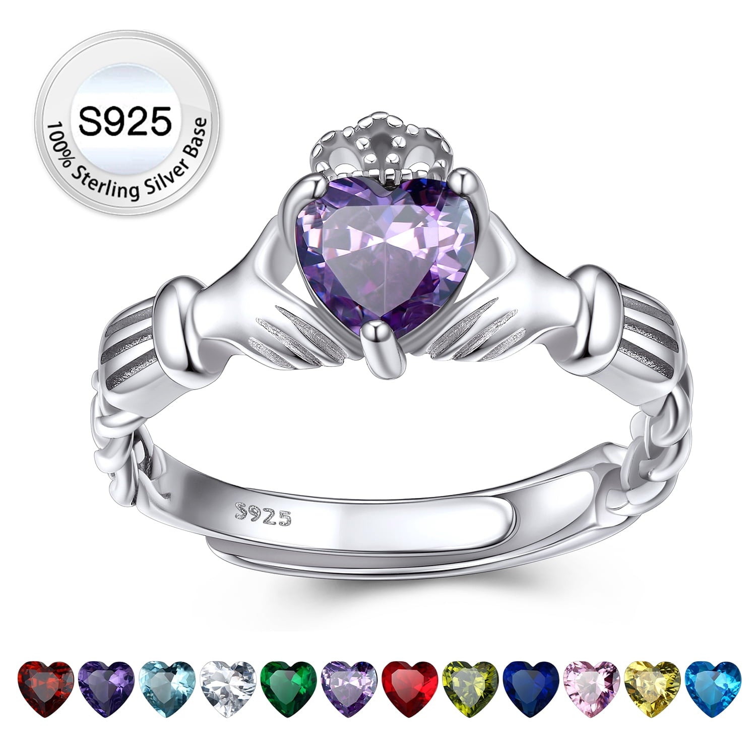 Infinity Celtic Knot Rings for Women 925 Sterling Heart Rings October Pink Tourmaline Rings for Mom Daughter Wife Girlfriend