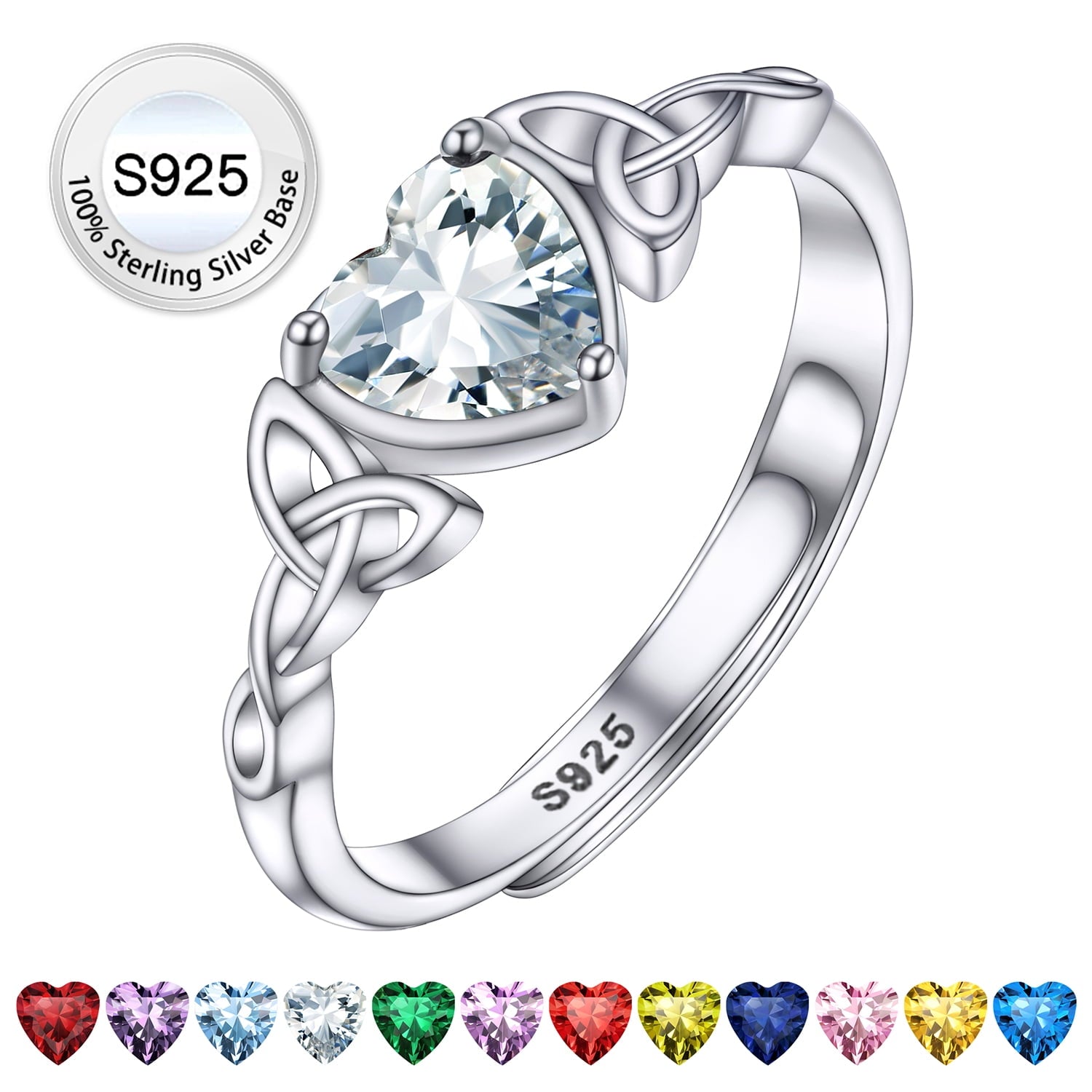 Infinity Celtic Knot Rings for Women 925 Sterling Heart Rings October Pink Tourmaline Rings for Mom Daughter Wife Girlfriend