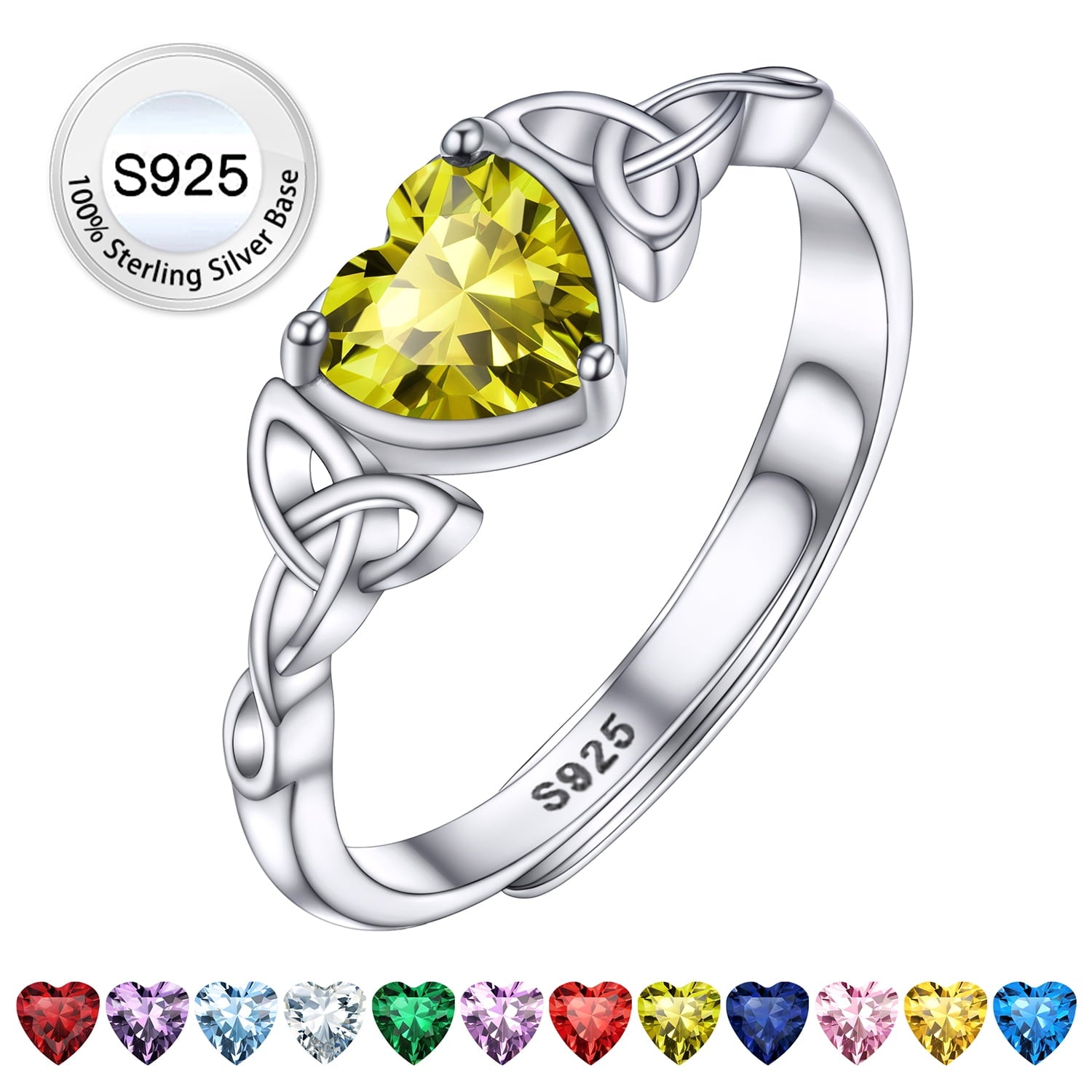 Infinity Celtic Knot Rings for Women 925 Sterling Heart Rings October Pink Tourmaline Rings for Mom Daughter Wife Girlfriend