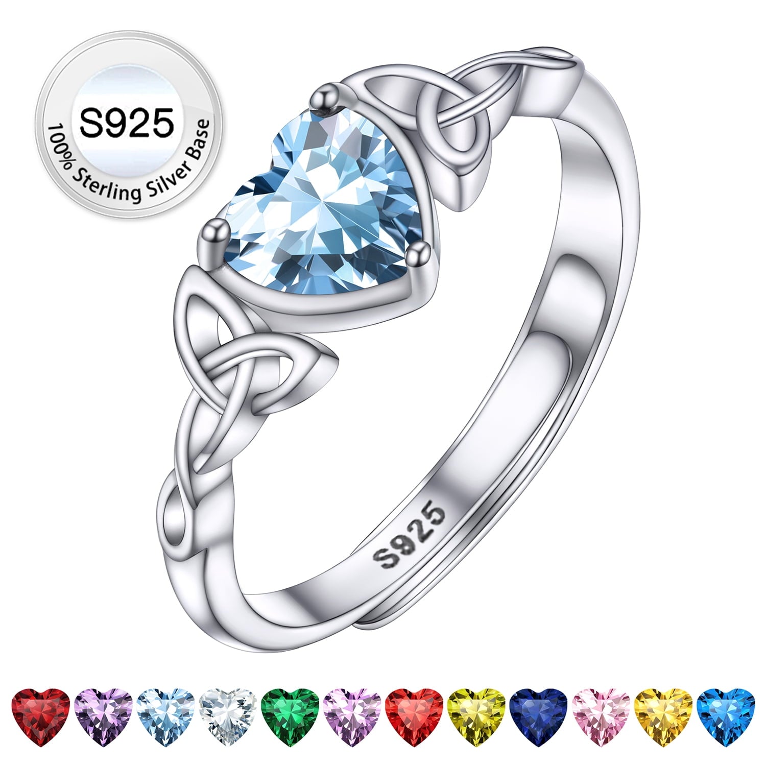 Infinity Celtic Knot Rings for Women 925 Sterling Heart Rings October Pink Tourmaline Rings for Mom Daughter Wife Girlfriend