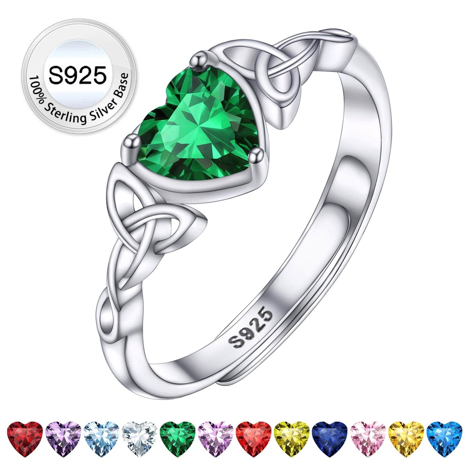Infinity Celtic Knot Rings for Women 925 Sterling Heart Rings October Pink Tourmaline Rings for Mom Daughter Wife Girlfriend