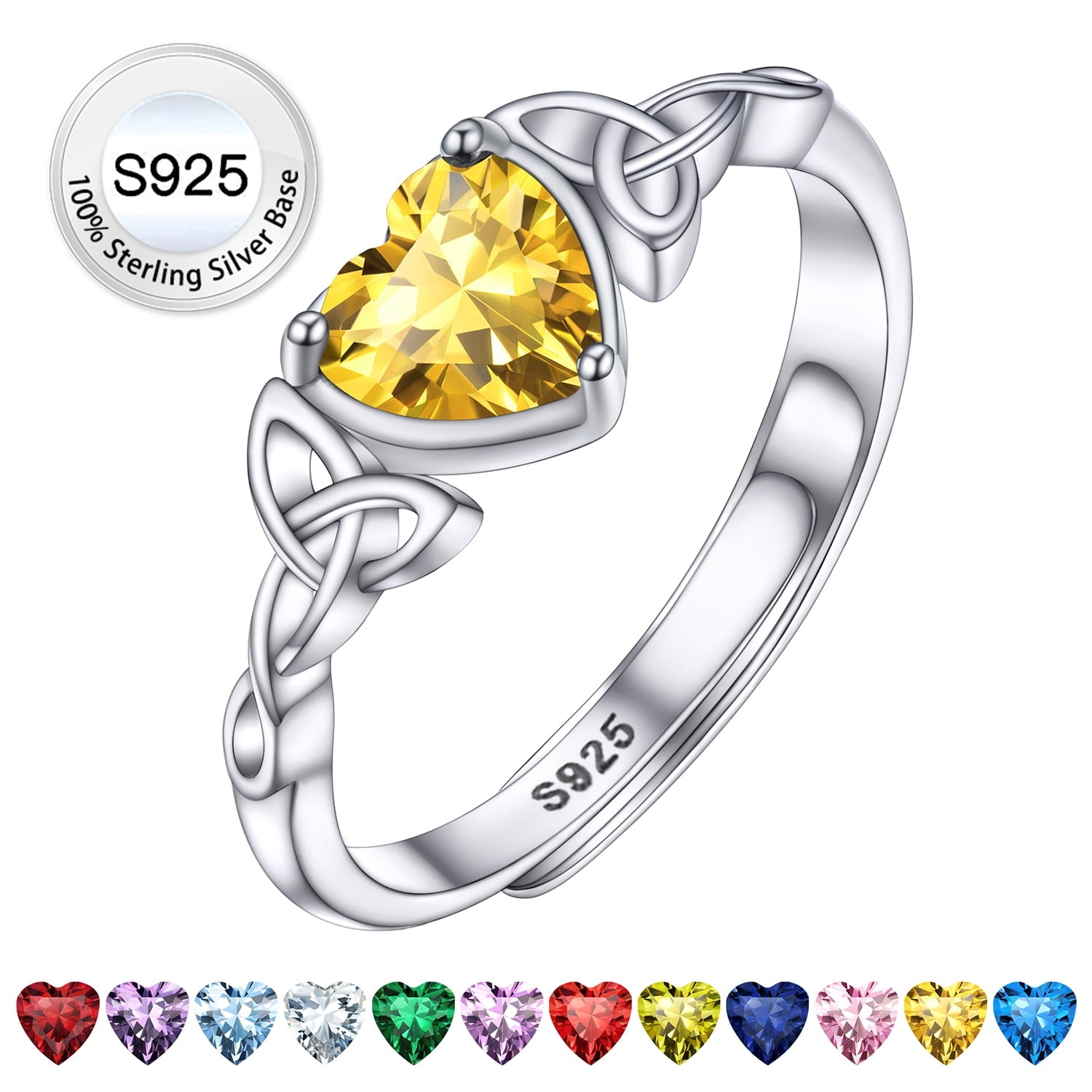 Infinity Celtic Knot Rings for Women 925 Sterling Heart Rings October Pink Tourmaline Rings for Mom Daughter Wife Girlfriend