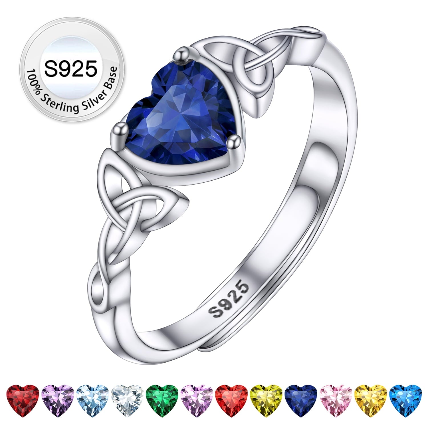 Infinity Celtic Knot Rings for Women 925 Sterling Heart Rings October Pink Tourmaline Rings for Mom Daughter Wife Girlfriend