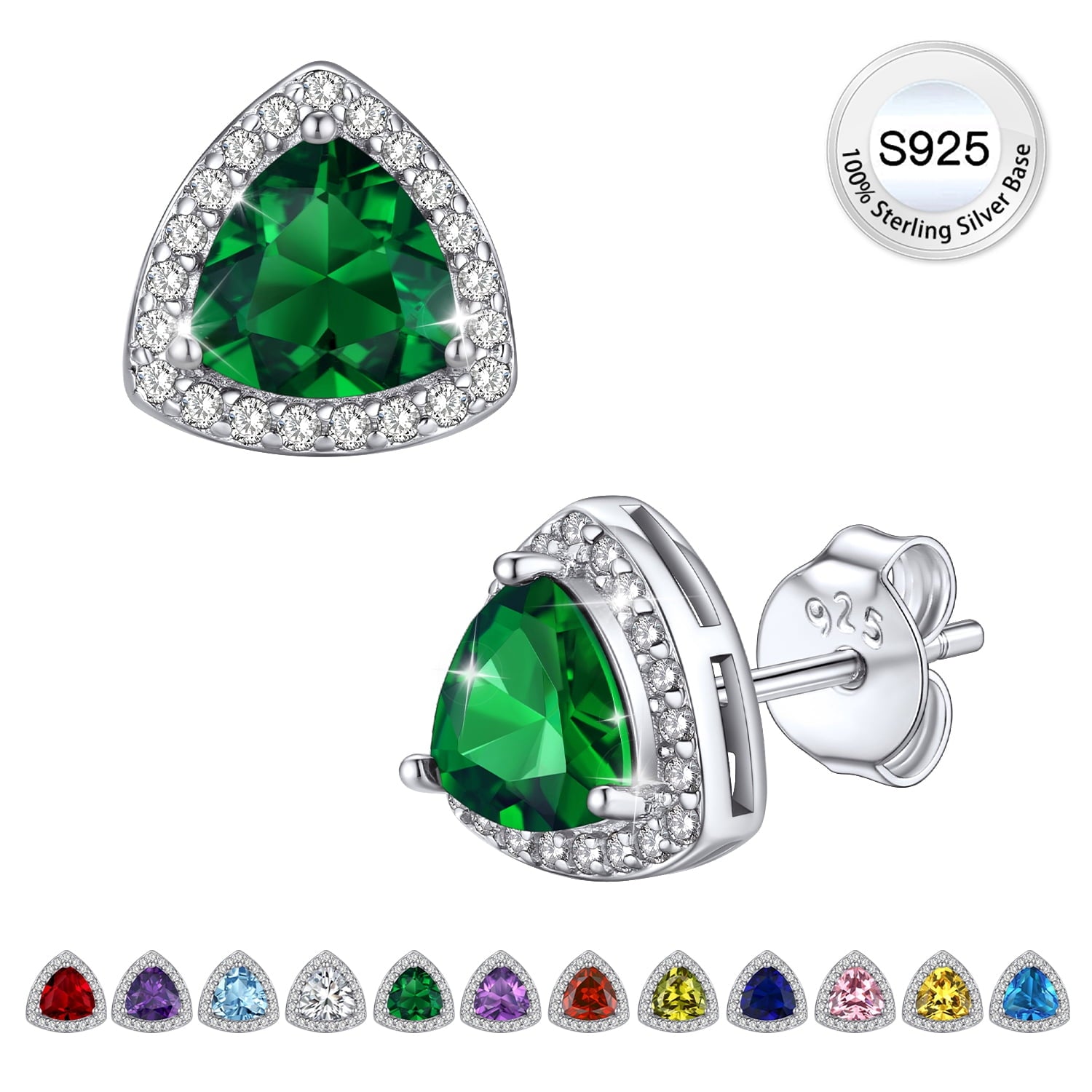 Stud Earrings for Women, 925 Sterling Heart Created Diamond Studs Earrings / Gifts - September
