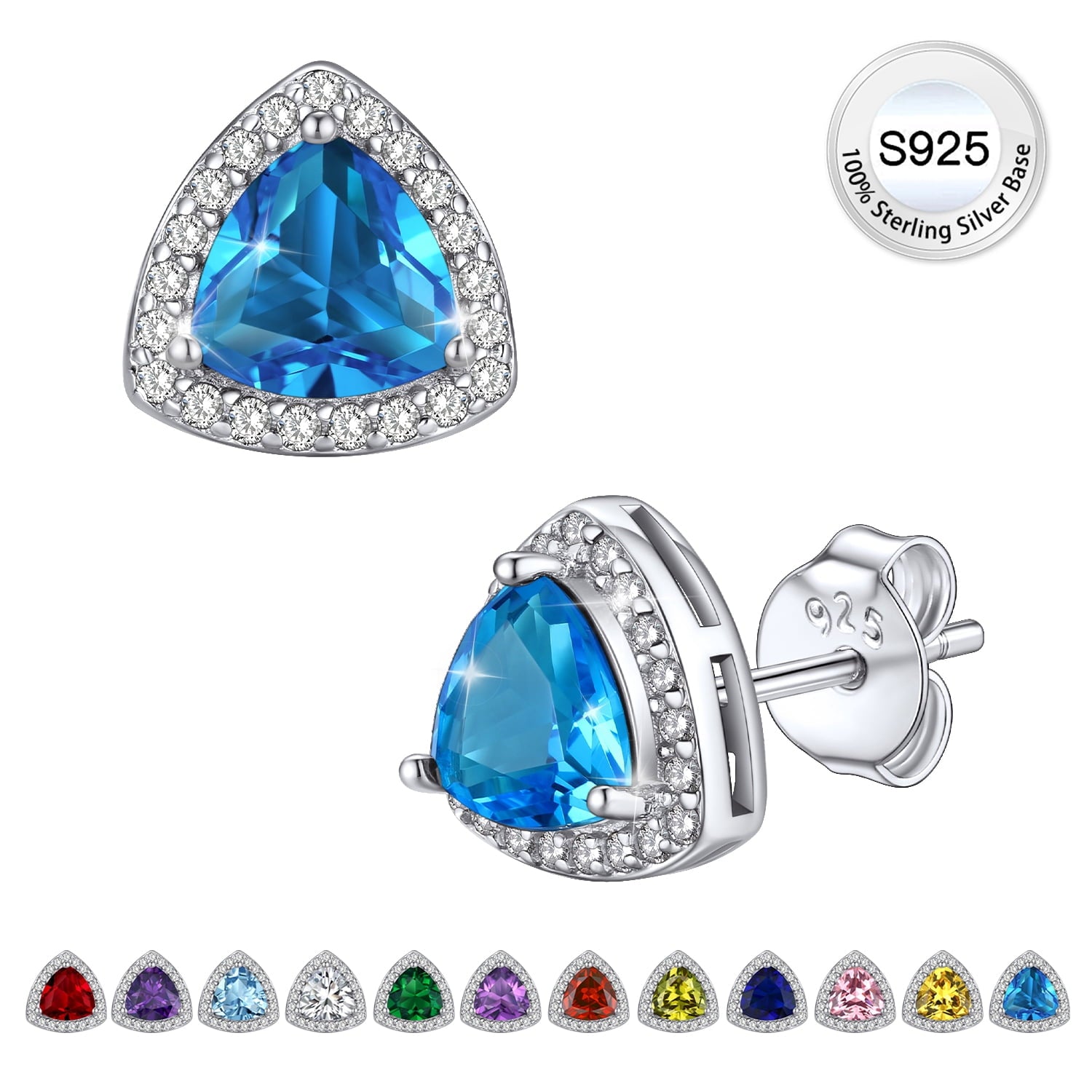 Stud Earrings for Women, 925 Sterling Heart Created Diamond Studs Earrings / Gifts - September