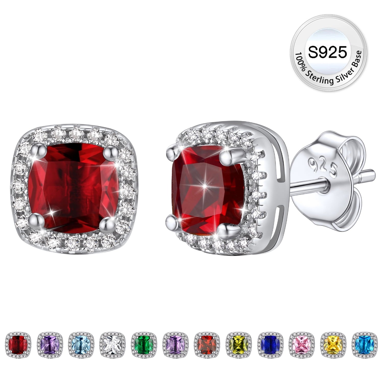 Stud Earrings for Women, 925 Sterling Heart Created Diamond Studs Earrings / Gifts - September