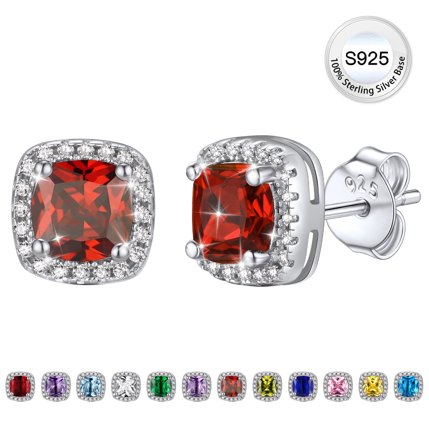 Stud Earrings for Women, 925 Sterling Heart Created Diamond Studs Earrings / Gifts - September