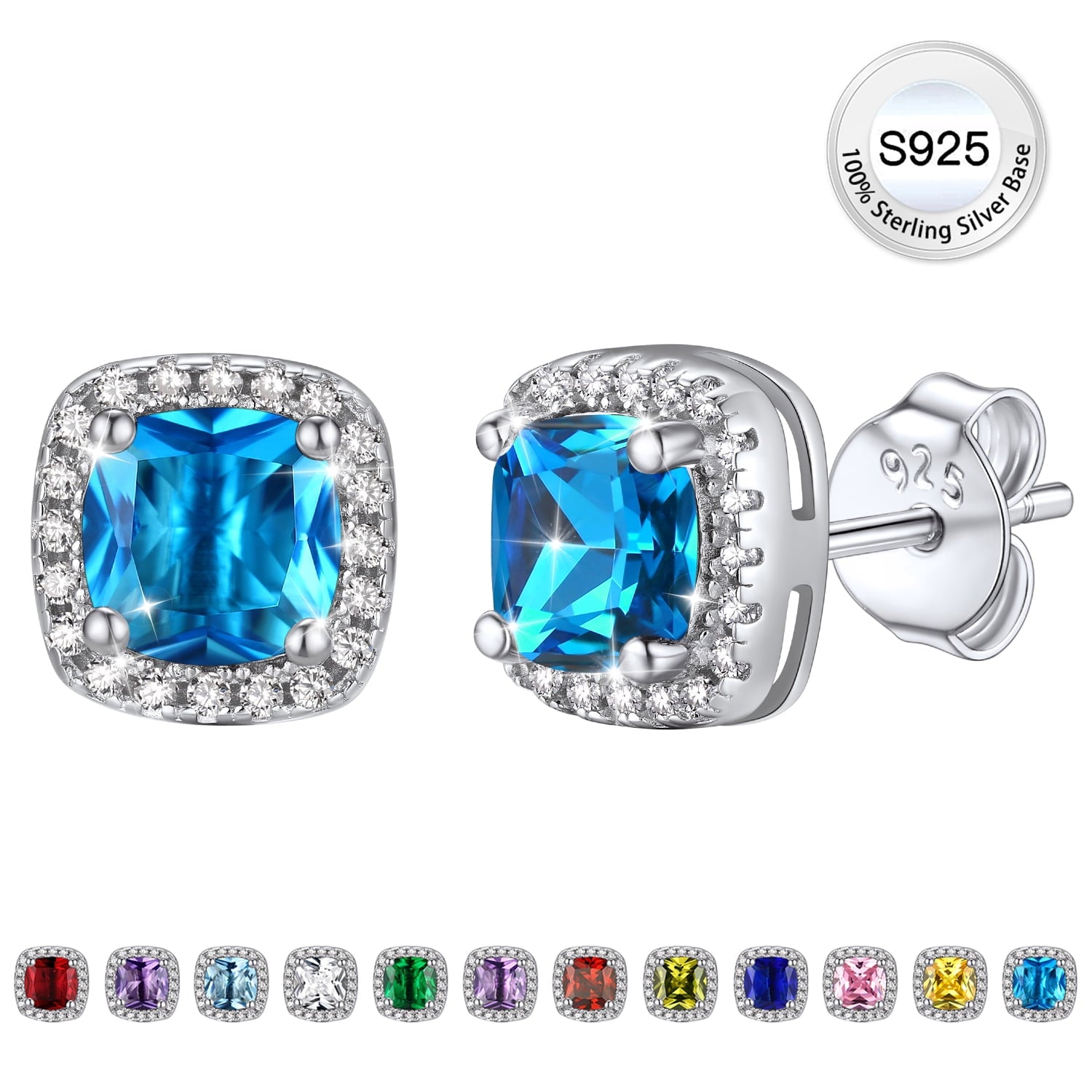 Stud Earrings for Women, 925 Sterling Heart Created Diamond Studs Earrings / Gifts - September