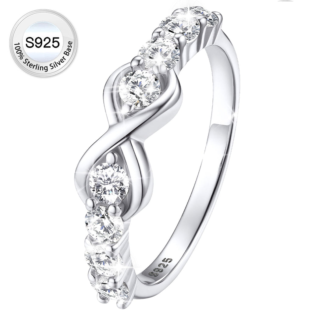 Created Diamond Engagement Rings for Women 925 Sterling Infinity Wedding Band Gifts Size 4-12