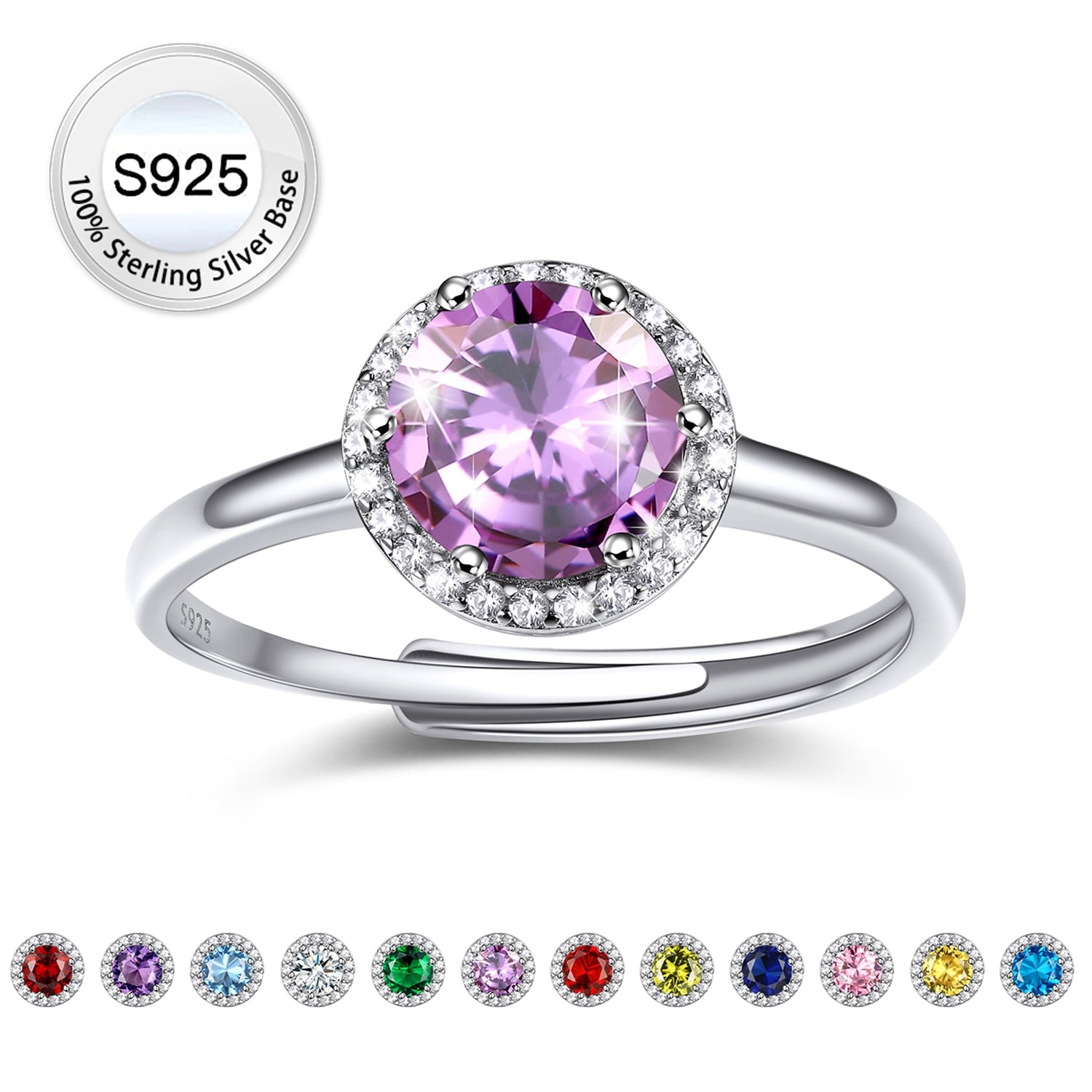 S925 Sterling Heart Rings for Women Sparkle Open Band Ring July Created Ruby Rings Size 6-12