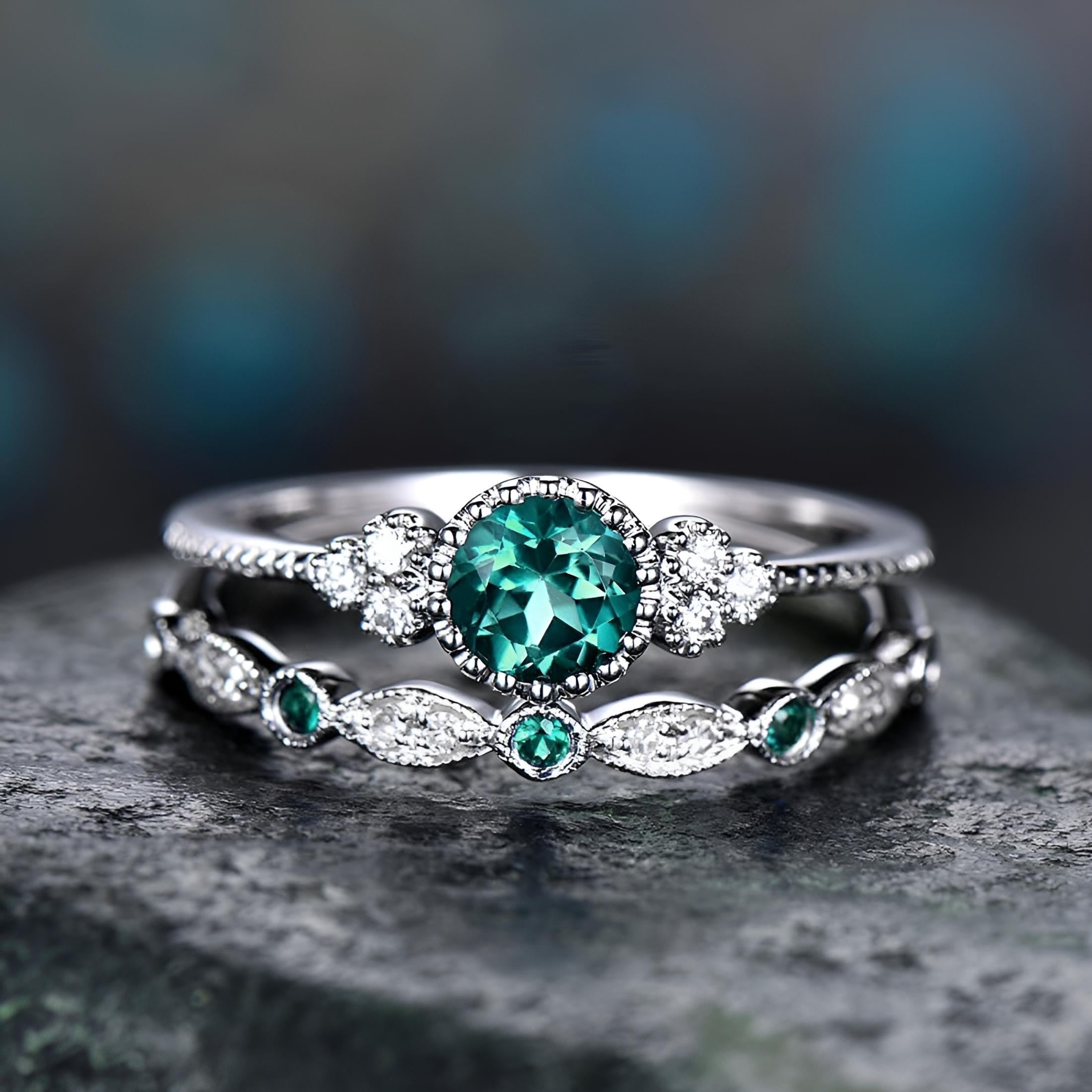 2pcs 925 Solid Sterling Ring Set