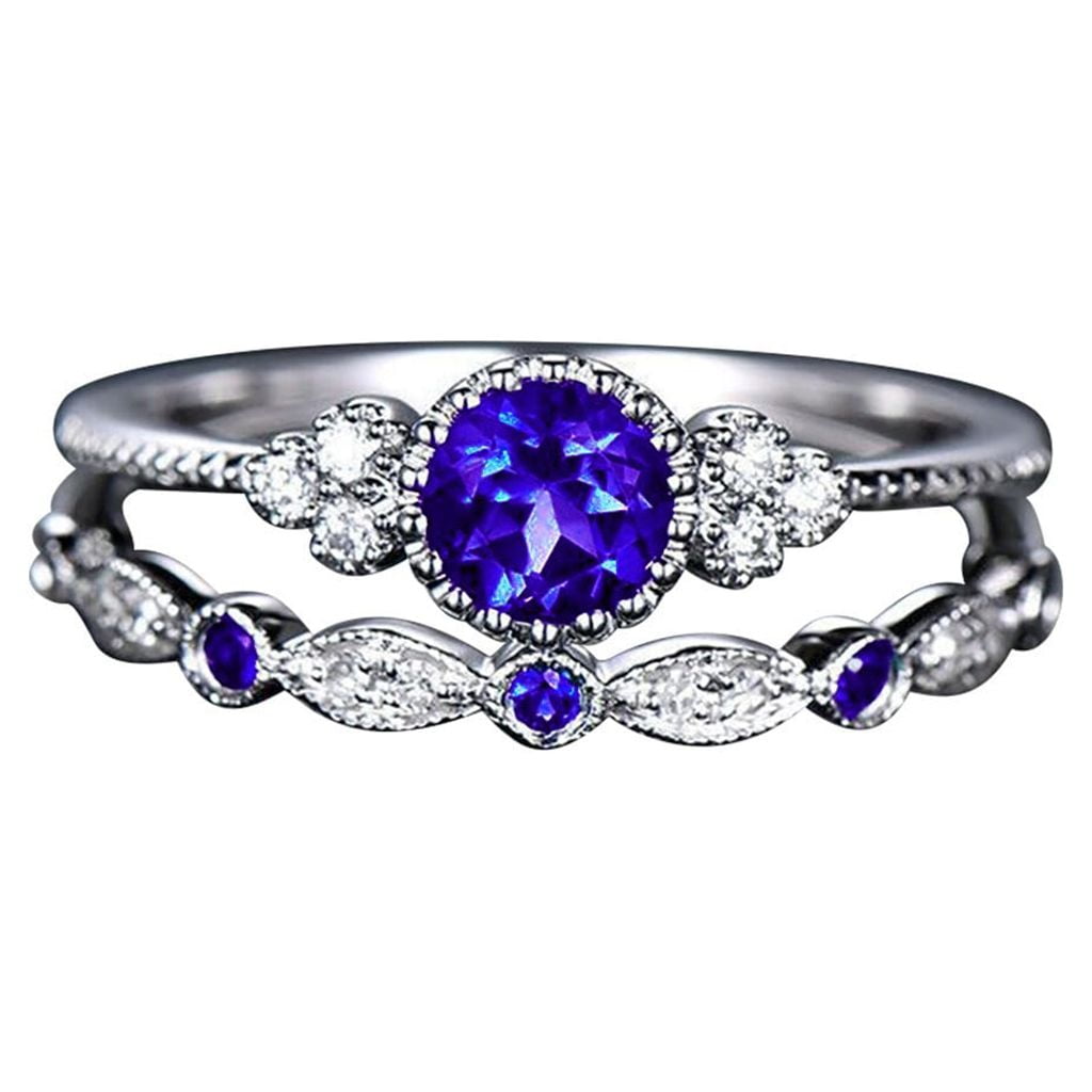 2pcs 925 Solid Sterling Ring Set
