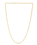 14K Yellow 22" High Polish Rope Chain Necklace with Lobster Claw Clasp, 3.3mm