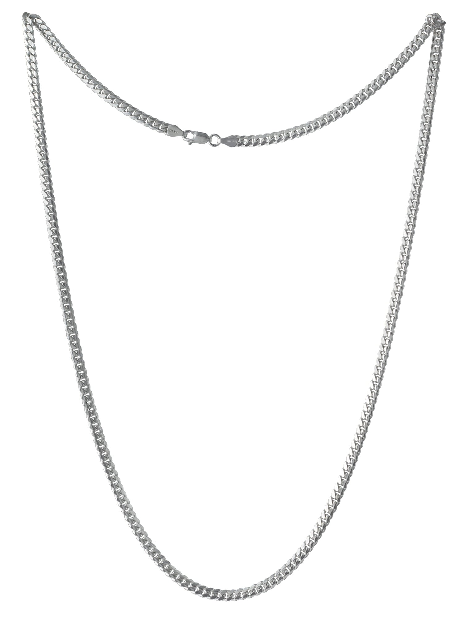 Sterling Cuban Miami Chain Necklace for Adults, 24 Inch