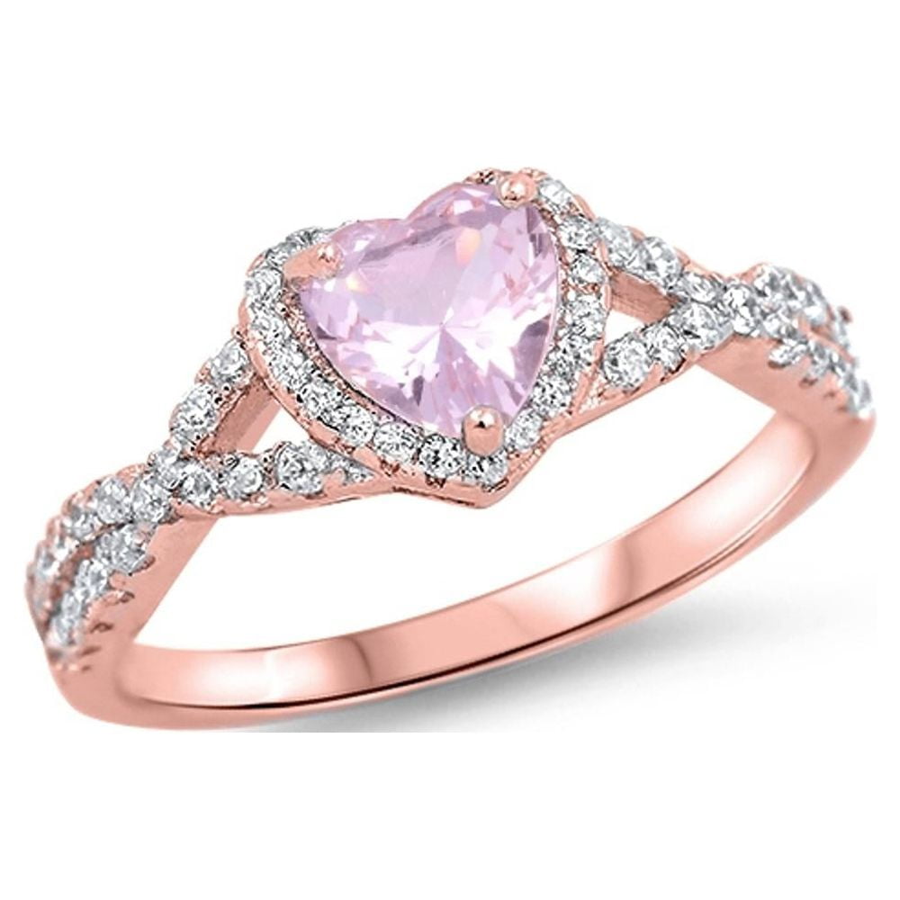 Heart Purple Simulated Amethyst Halo Infinity Knot Sterling Ring CZ Female Size 7