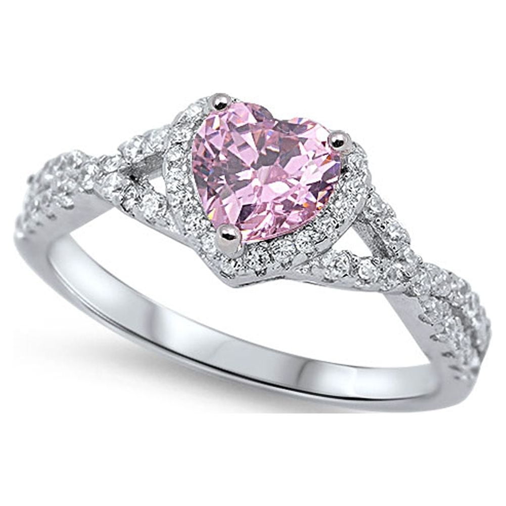 Heart Purple Simulated Amethyst Halo Infinity Knot Sterling Ring CZ Female Size 7