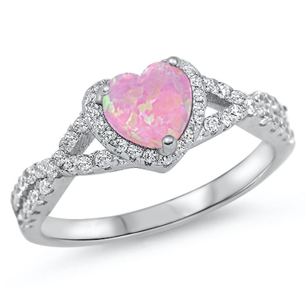 Heart Purple Simulated Amethyst Halo Infinity Knot Sterling Ring CZ Female Size 7