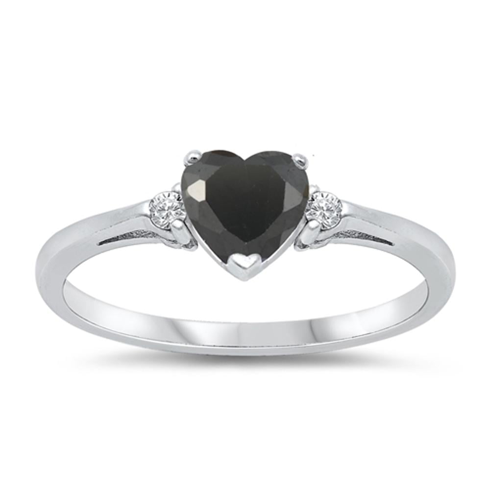 Sterling Simulated Emerald Heart Ring Ring Band Solid 925 Green CZ Female Size 6