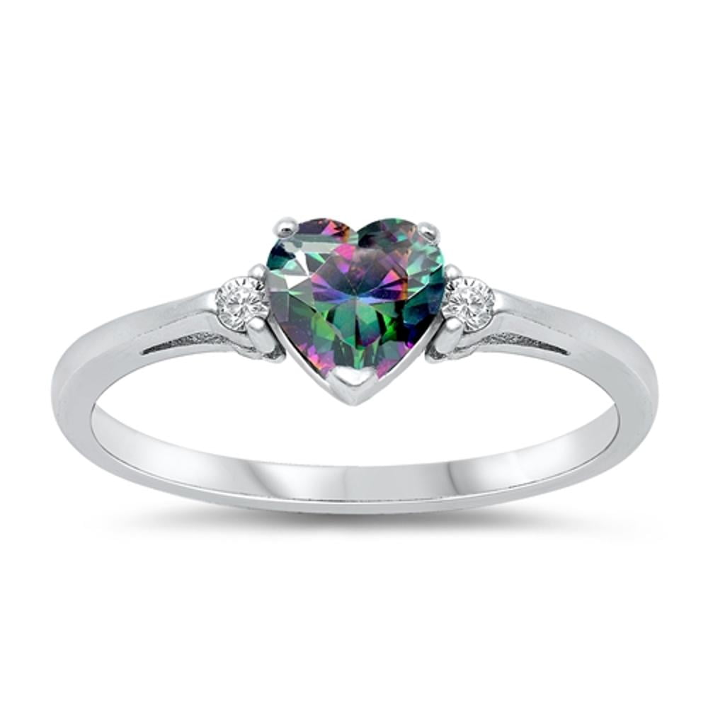 Sterling Simulated Emerald Heart Ring Ring Band Solid 925 Green CZ Female Size 6
