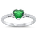 Sterling Simulated Emerald Heart Ring Ring Band Solid 925 Green CZ Female Size 6