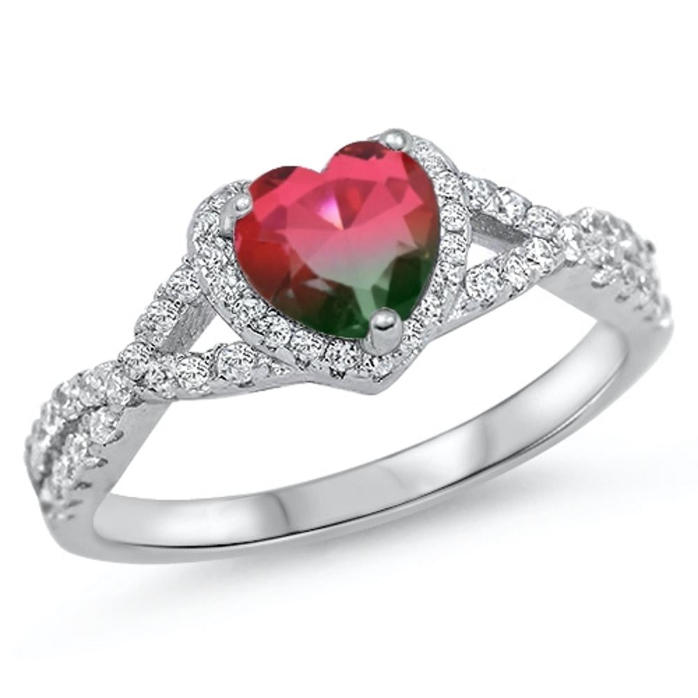 Heart Purple Simulated Amethyst Halo Infinity Knot Sterling Ring CZ Female Size 7