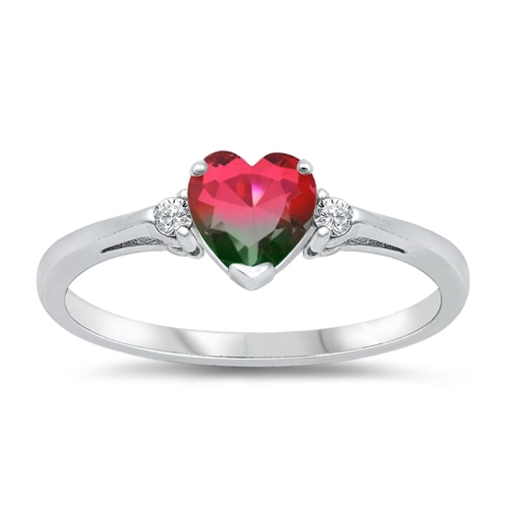 Sterling Simulated Emerald Heart Ring Ring Band Solid 925 Green CZ Female Size 6