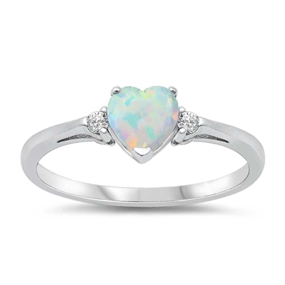 Sterling Simulated Emerald Heart Ring Ring Band Solid 925 Green CZ Female Size 6