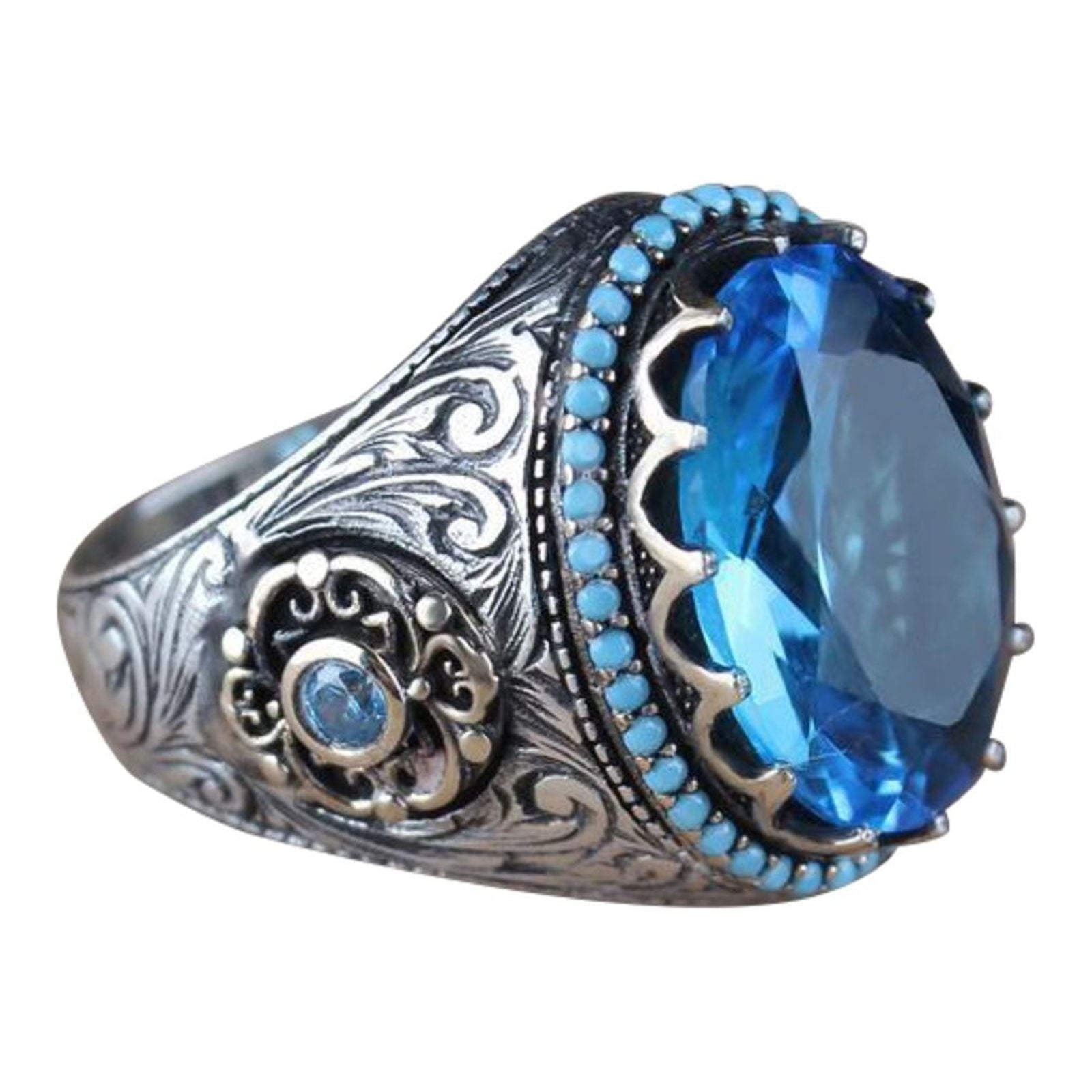Women Ring Black Zircon Ring Ladies Jewelry Engaged Ring (Black,9)