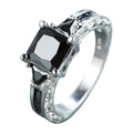 Women Ring Black Zircon Ring Ladies Jewelry Engaged Ring (Black,9)