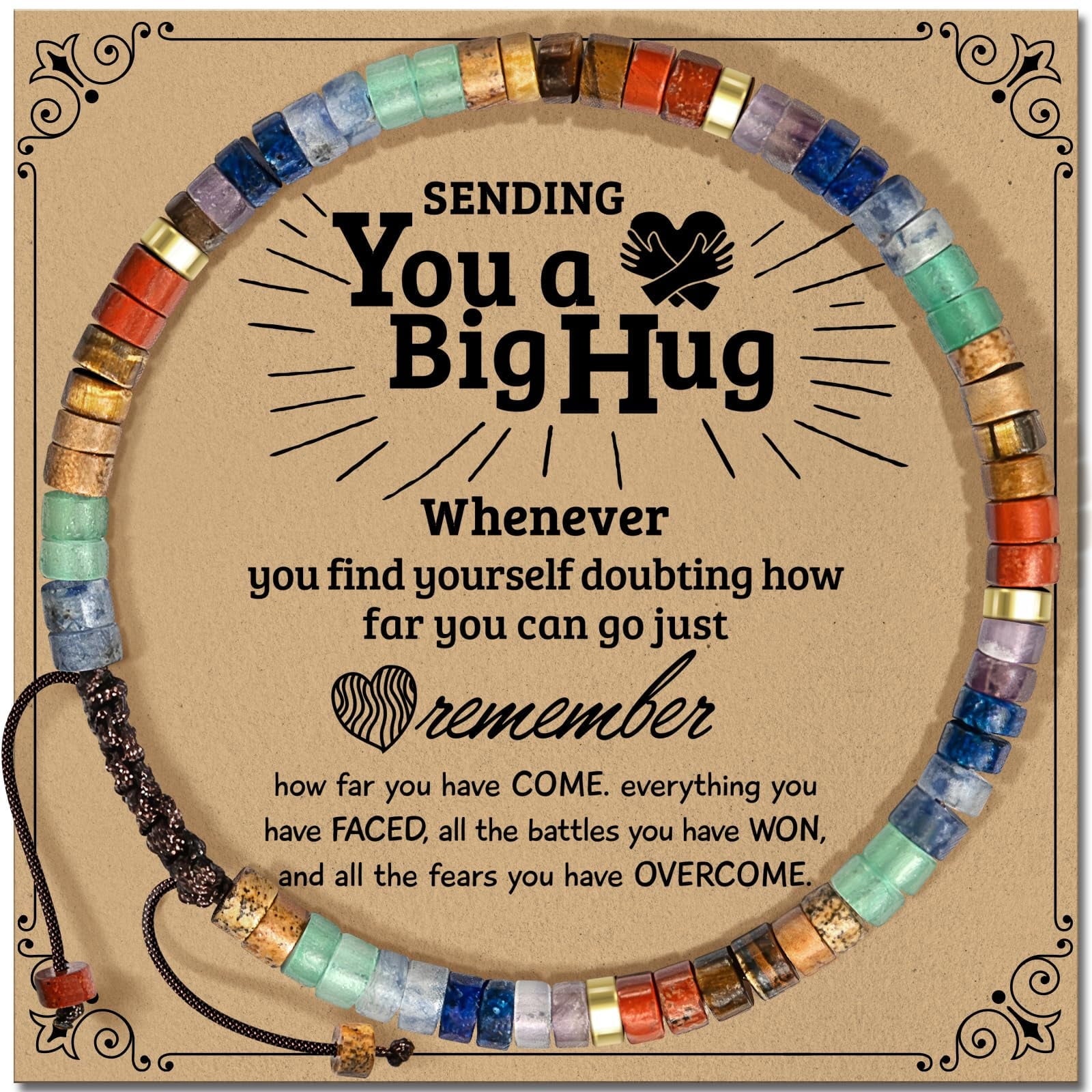 Inspirational Gifts Bracelets for Women - Healing Stone Bracelets - Cheer Up Appreciation for Teachers Women Friends Sister Bestie Coworkers Employees