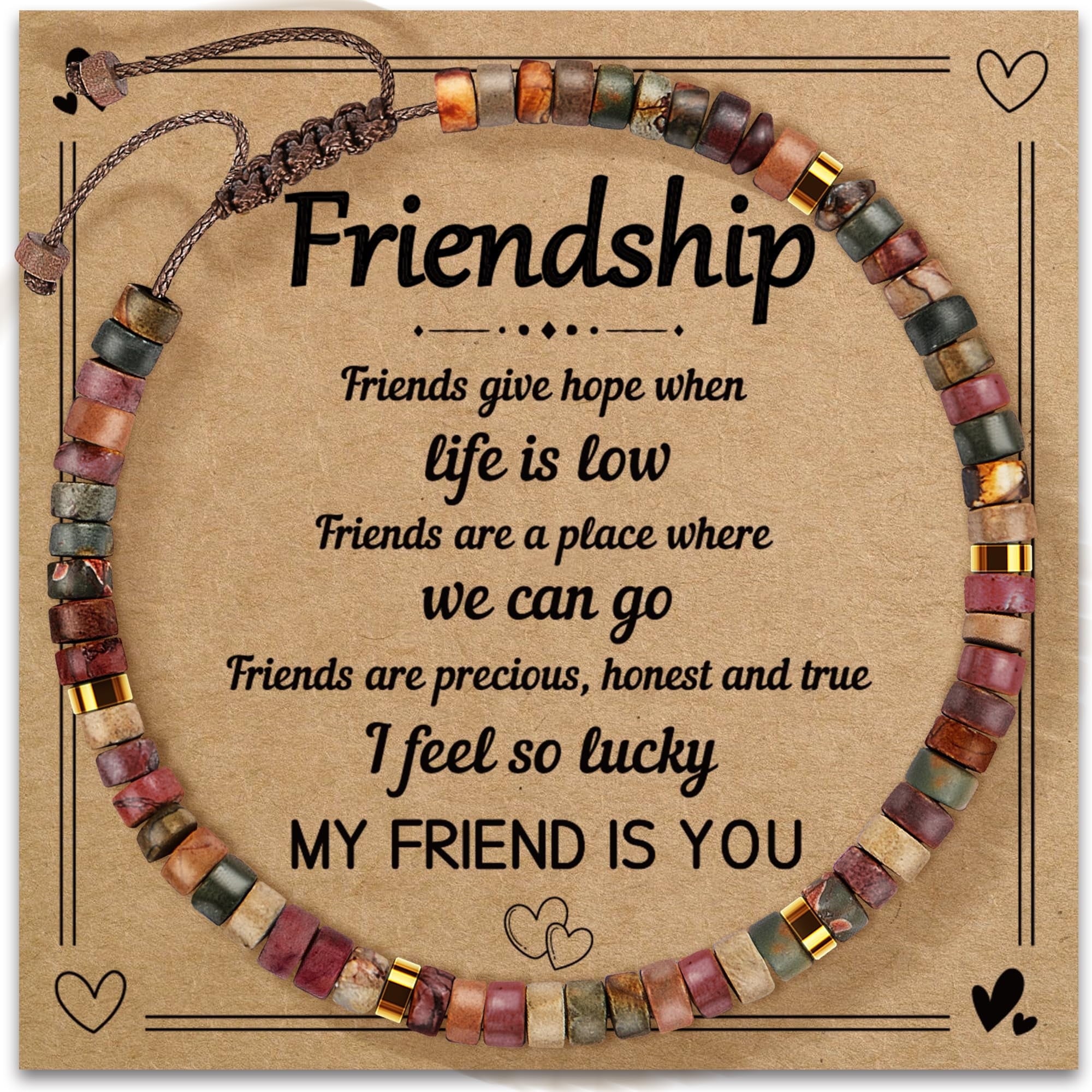 Inspirational Gifts Bracelets for Women - Healing Stone Bracelets - Cheer Up Appreciation for Teachers Women Friends Sister Bestie Coworkers Employees