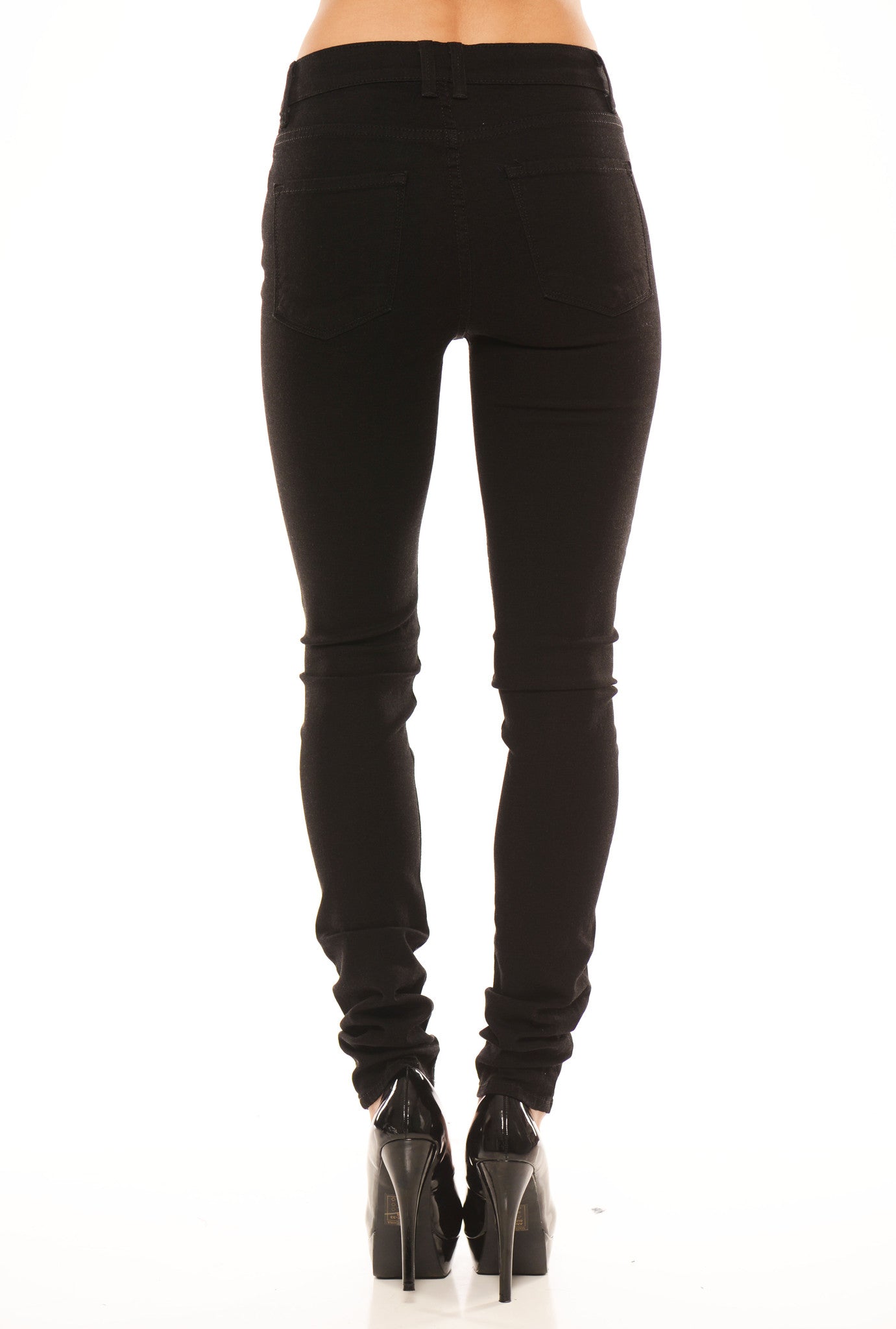 10″ Front Rise Skinnies - Black Denim