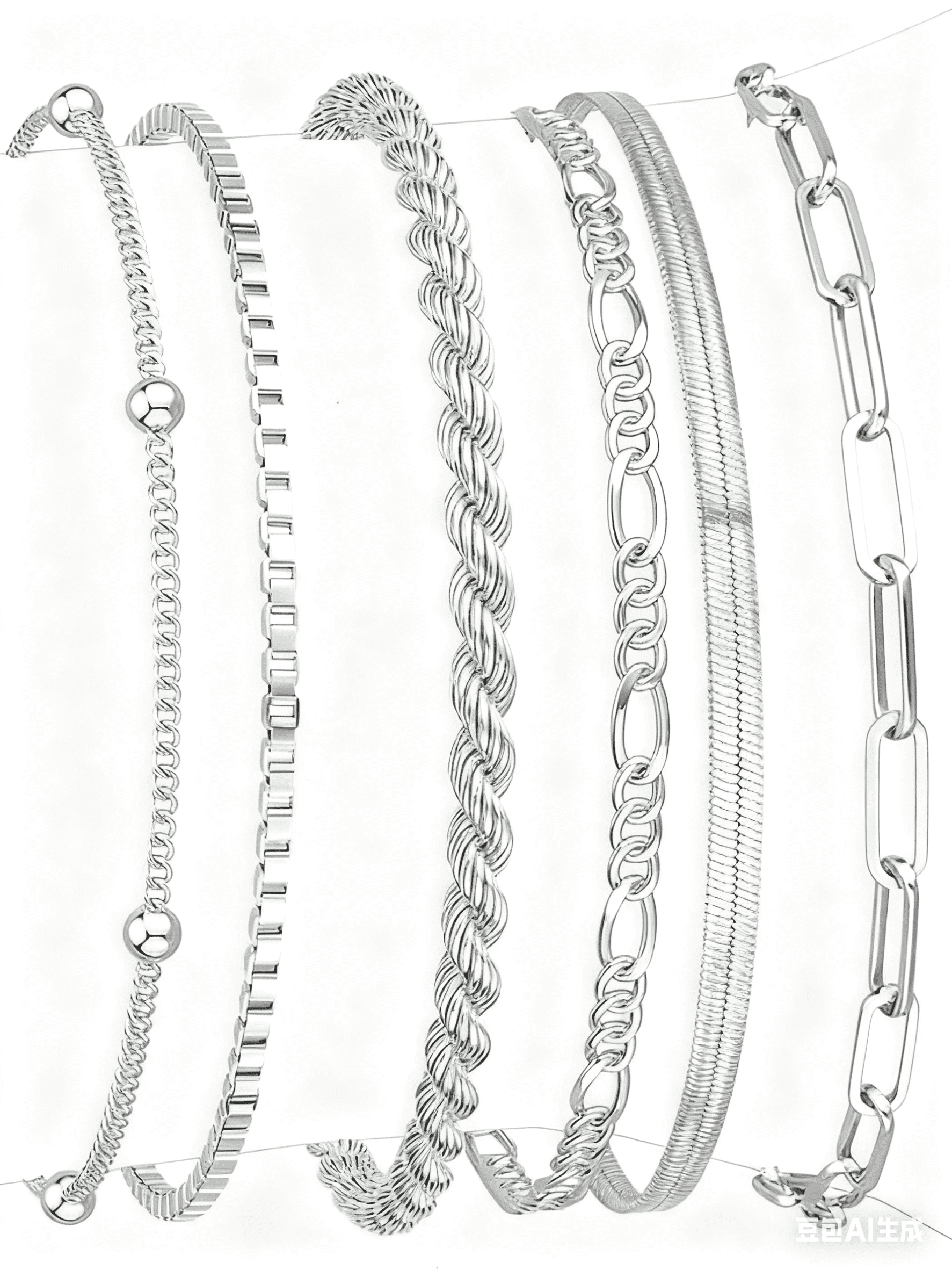 Dainty Bracelets for Women , 925 Sterling Jewelry Set for Women Bracelets for Women Paperclip Box Herringbone Figaro Rope Chain Bracelet Pack Gifts for Women Girls