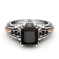 925 Inlaid Black Square Diamond Princess Ring