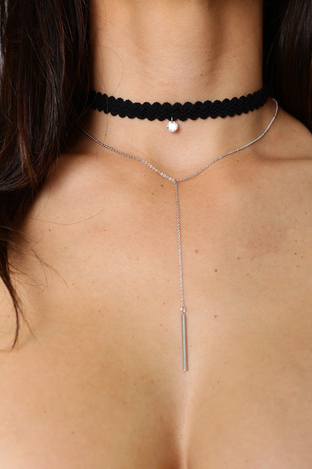 French Press Choker & Chain Necklace - Silver