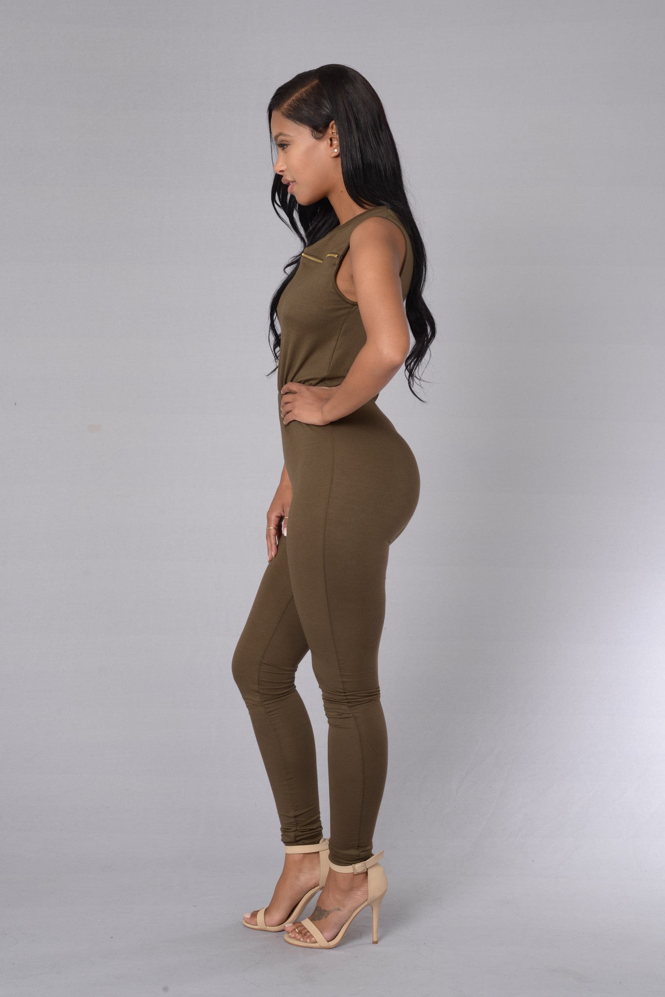 Spur of the Moment Jumpsuit - Olive