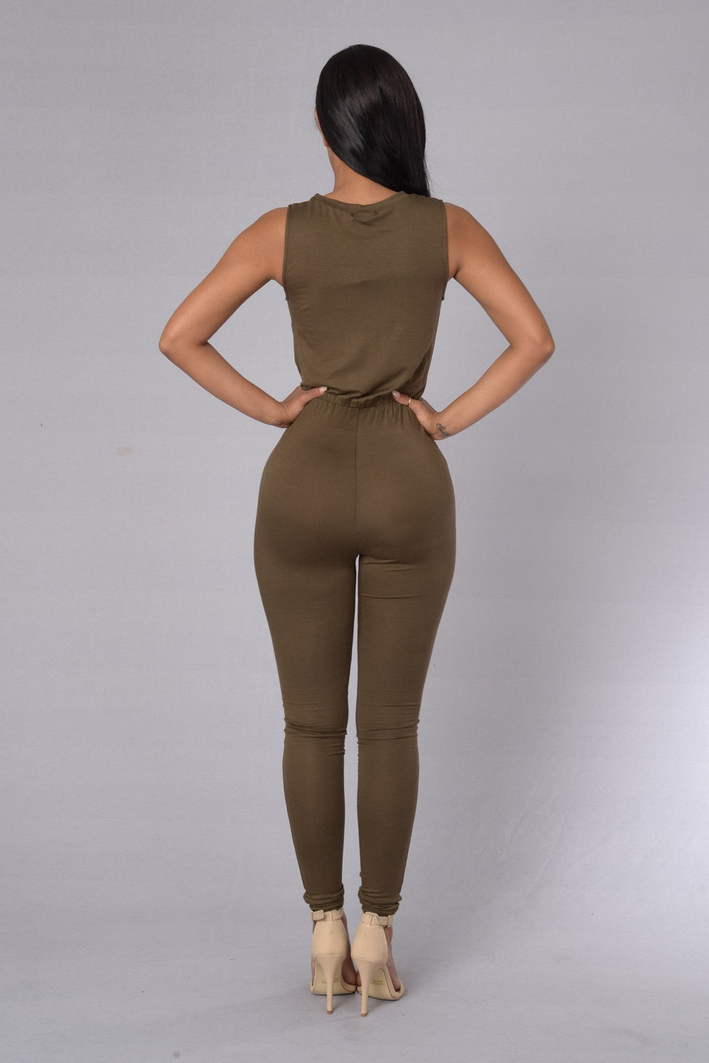 Spur of the Moment Jumpsuit - Olive
