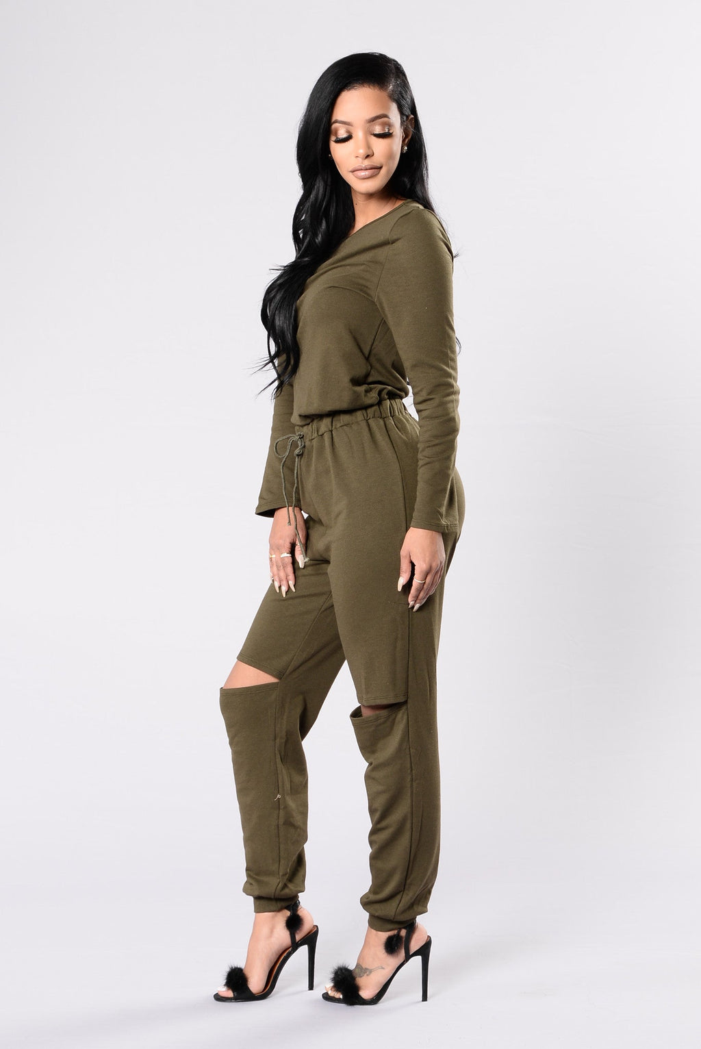 On the Run Jumpsuit - Olive