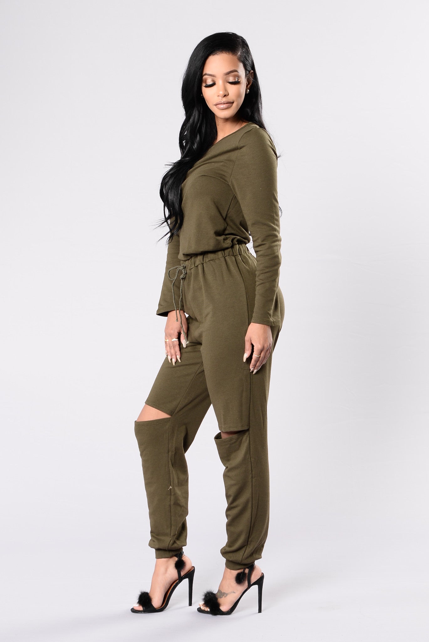 On the Run Jumpsuit - Olive