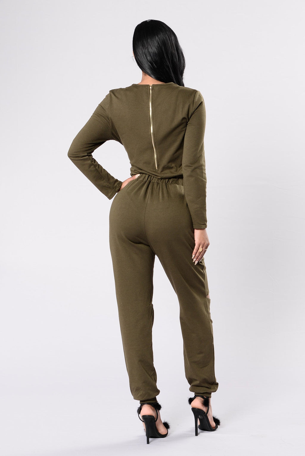 On the Run Jumpsuit - Olive