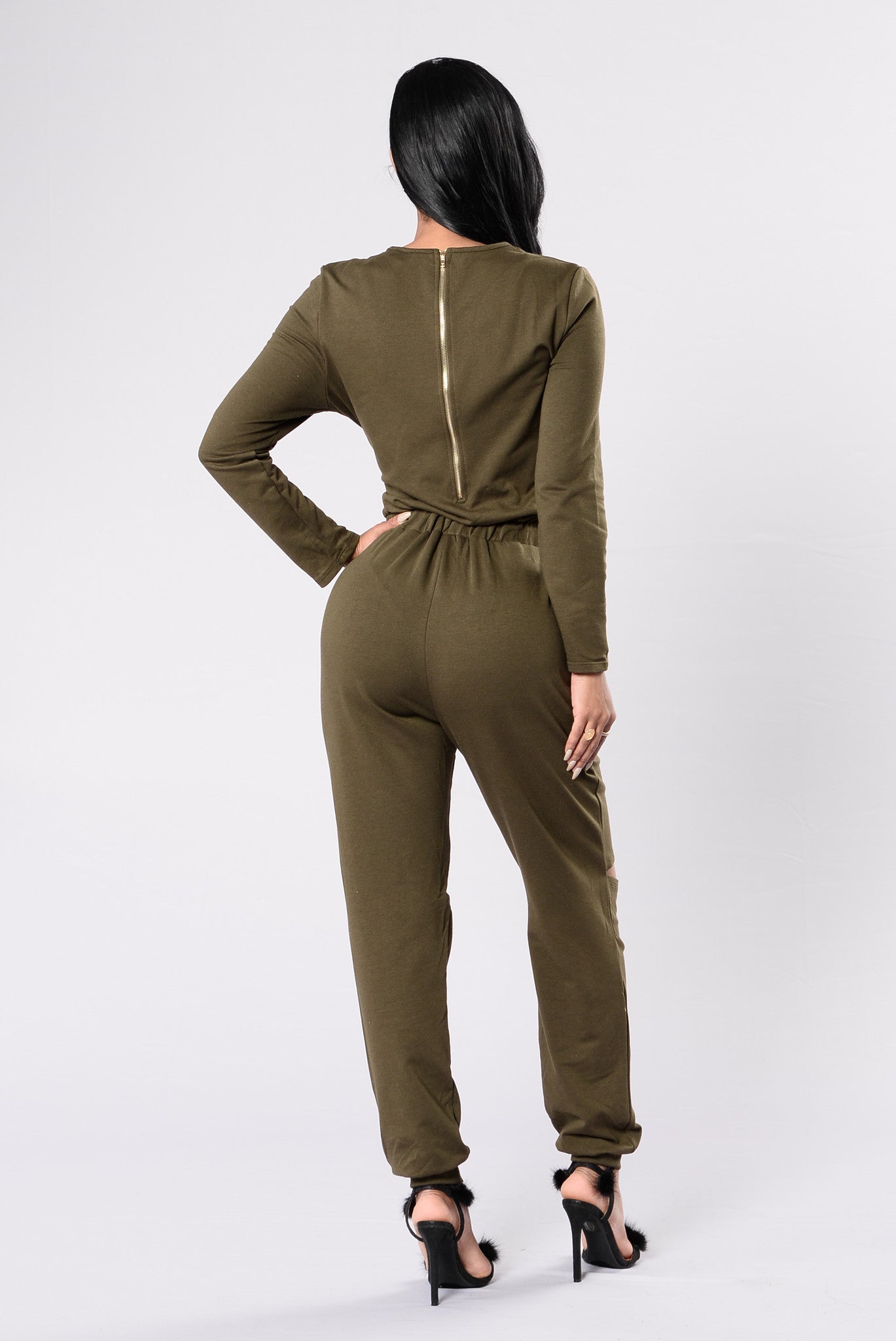 On the Run Jumpsuit - Olive