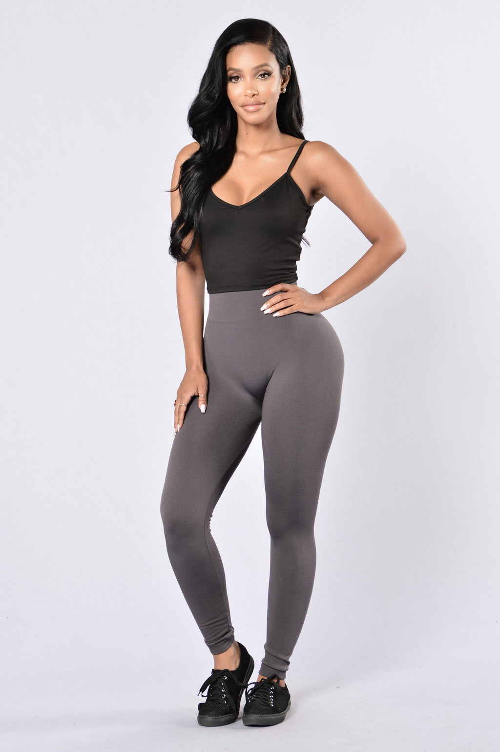 Yes Fleece Leggings - Charcoal
