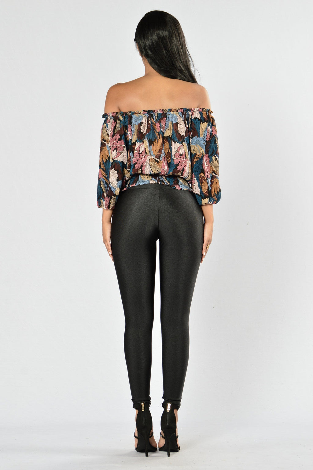 Black Nylon High Waist Leggings - Black